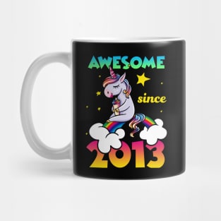 Cute Awesome Unicorn Since 2013 Rainbow Gift Mug